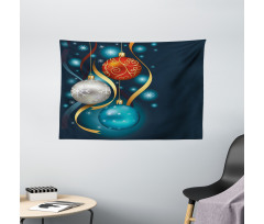 Vivid Balls Ribbons Wide Tapestry