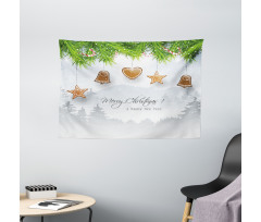 Gingerbread Fir Tree Wide Tapestry