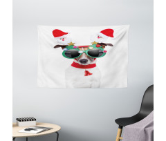 Funny Dog Sunglasses Wide Tapestry