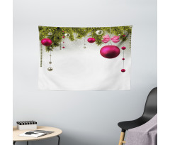 Vivid Fir Twigs Balls Wide Tapestry