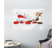 Funny Santa Reindeer Wide Tapestry
