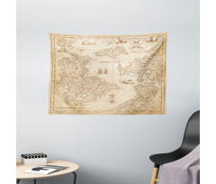 Grunge Treasure Map Wide Tapestry