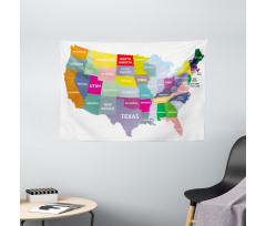 USA Map Colorful States Wide Tapestry