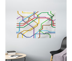 Vibrant Striped Metro Route Wide Tapestry