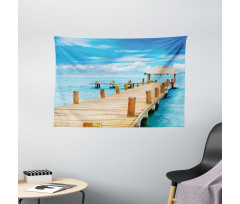 Tropic Seascape Wooden Jetty Wide Tapestry