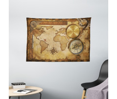 Aged Antique Treasure Map Wide Tapestry