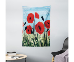 Digital Drawn Flower Tapestry