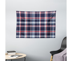 Retro Plaid Mosaic Wide Tapestry