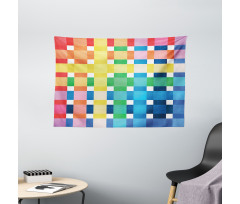 Rainbow Squares Art Wide Tapestry