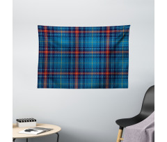 Thin Lines in Blue Wide Tapestry