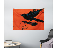 Raven with Microphone Wide Tapestry