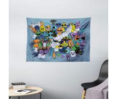 Funky Monsters Society Wide Tapestry