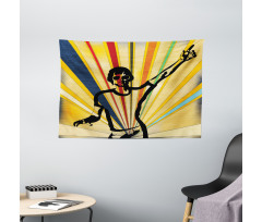 Retro DJ Colorful Disco Wide Tapestry