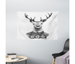 Deer Nordic Sweater Xmas Wide Tapestry