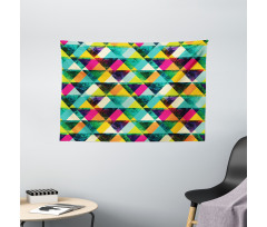 Vibrant Triangles Grunge Wide Tapestry
