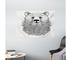 Doodle Bear with Beard Wide Tapestry