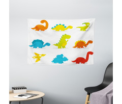 Funny Cartoon Set Wide Tapestry