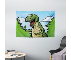 Cartoon T-Rex Funny Wide Tapestry