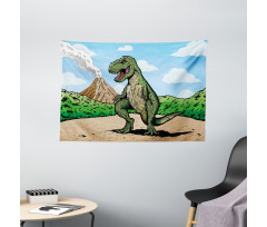 T-Rex Active Volcano Wide Tapestry