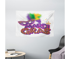 Fluffy Feathers Mask Wide Tapestry