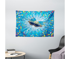 Colorful Dots Swirls Wide Tapestry