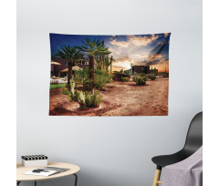 Majestic Sky Palm Trees Wide Tapestry