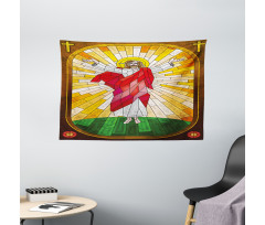 Stained Glass Design Paint Wide Tapestry