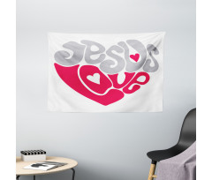 Retro Love Heart Wide Tapestry