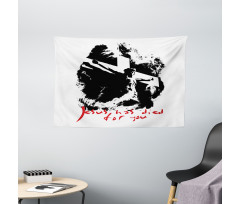 Grunge Black and White Wide Tapestry