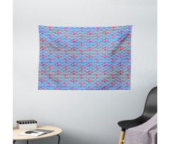 Anchors Slhouettes Waves Wide Tapestry