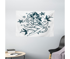 Pin-up Girl Sailor Suit Wide Tapestry