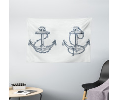 Vintage Sketch of Anchor Wide Tapestry