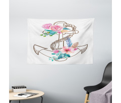Spring Blossoms Feathers Wide Tapestry