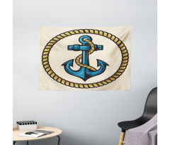 Sailor Emblem with Rope Wide Tapestry