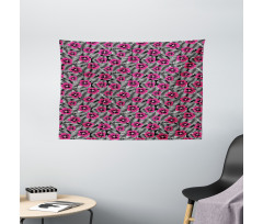 Pink Hibiscus Modern Leaf Wide Tapestry