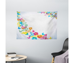 Colorful Butterfly Borders Wide Tapestry