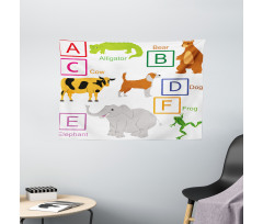 Zoo Animals Kids Wide Tapestry