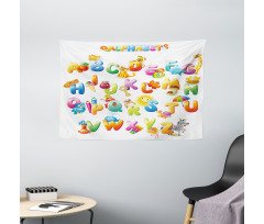 Cartoon Alphabet Wide Tapestry