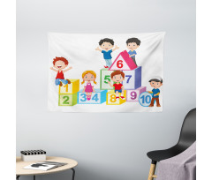 Boys Girls Numbers Wide Tapestry