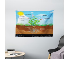 Plant Diagram Style Wide Tapestry