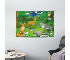 Cartoon Animals Wide Tapestry