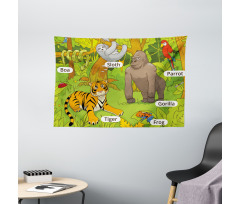 Jungle Fauna Zoo Wide Tapestry