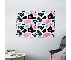 Cow Hide Heart Wide Tapestry