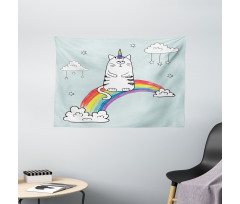 Rainbow Words Art Wide Tapestry