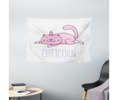 Pink Funny Mascot Wide Tapestry