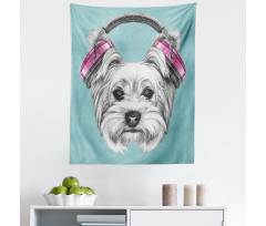 Hipster Mikrofiber Duvar Halısı Müzik Dinleyen Köpek