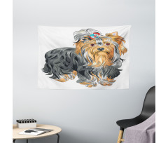 Terrier with Bow Wide Tapestry