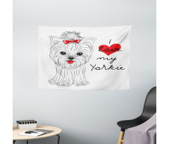 I Love My Yorkie Terrier Wide Tapestry