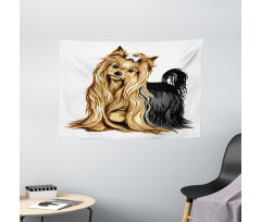 Long Haired Domestic Pet Wide Tapestry