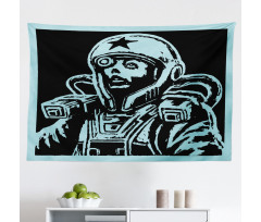 Retro Mikrofiber Geniş Duvar Halısı Modern Yıldızlı Astronot Portresi 